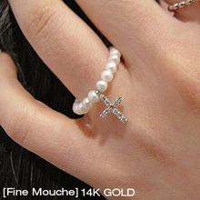 [Fine Mouche] Pearl Cross Ring