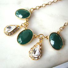 Green+Crystal Drop Necklace