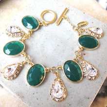Green+Crystal Drop Bracelet